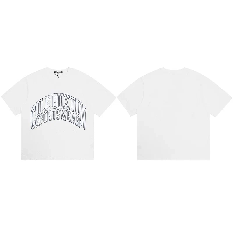 Cole Buxton White Arched Gothic Varsity Logo T-Shirt