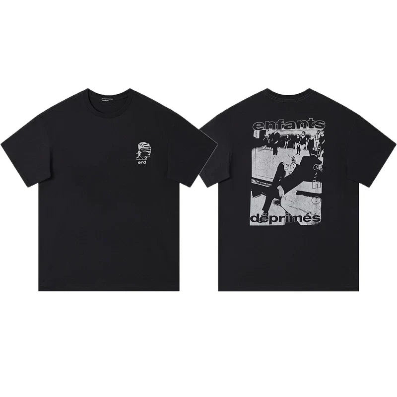 Enfants Riches Déprimés Small Chest Logo & Back Group Graphic T-Shirt - Black