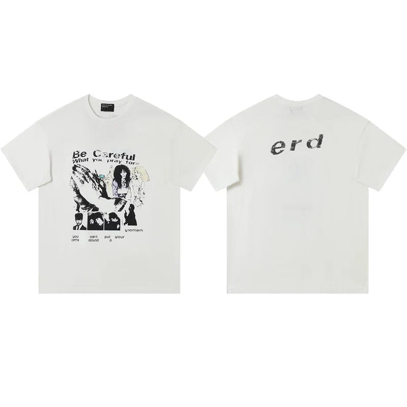 Enfants Riches Déprimés "Be Careful" Collage & Italic Back Logo T-Shirt - Cream