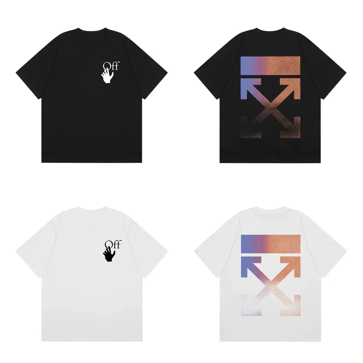Off-White Rainbow Gradient Arrow Cross Print Short Sleeve T-Shirt