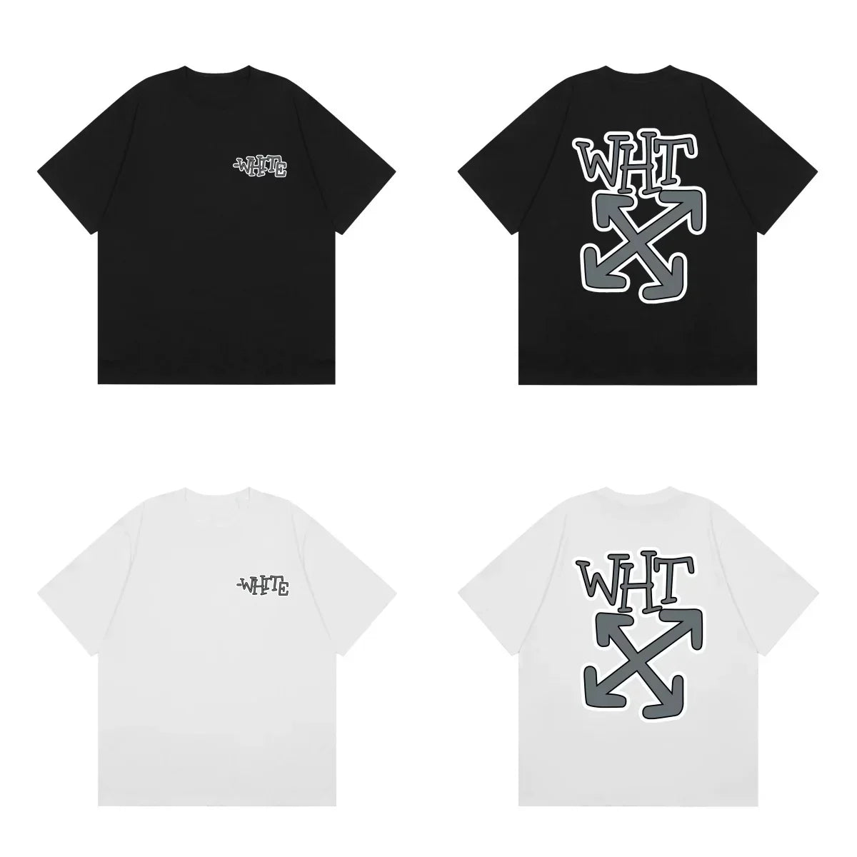 Off-White WHT Letter Grey Arrow Cross Print Short Sleeve T-Shirt