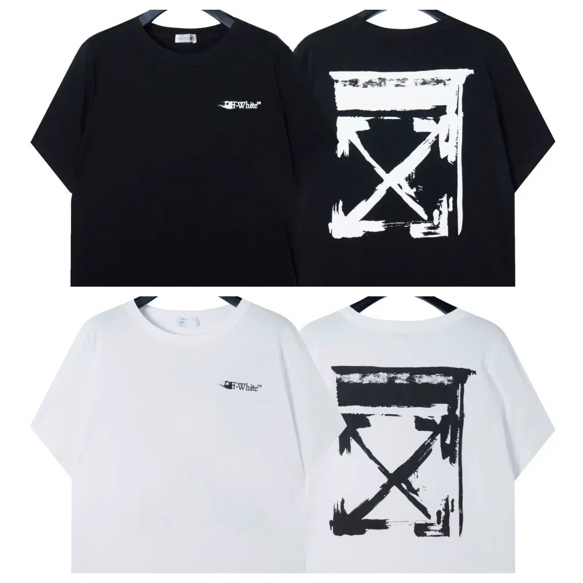 Off-White Brushstroke Arrow Cross Print Short Sleeve T-Shirt